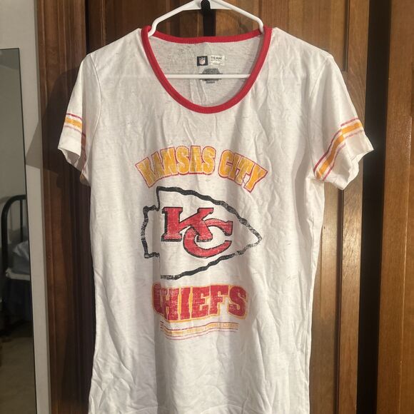 ‘47 Brand Tops - Kansas City Chiefs Women's XL White Short Sleeve Shirt NFL Football